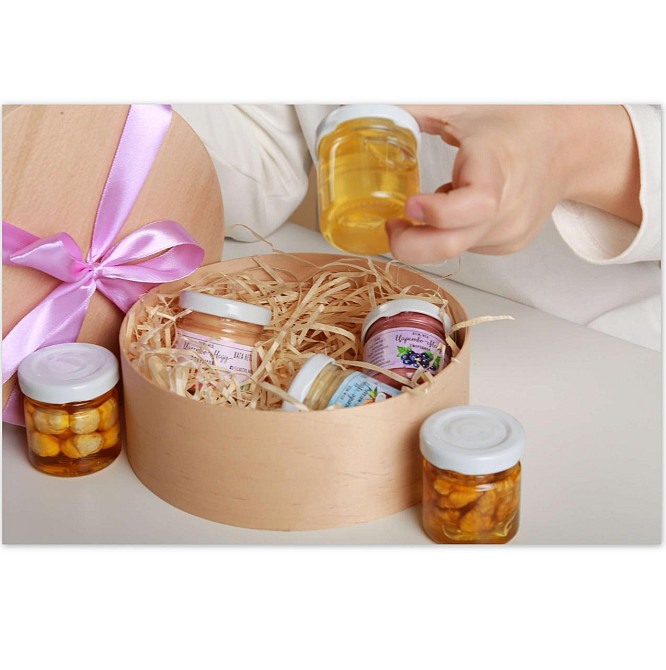 Подарочный набор в шпоновой коробочке с 5 шт по 50 г. орехами в меду №7 Одесса - изображение 4