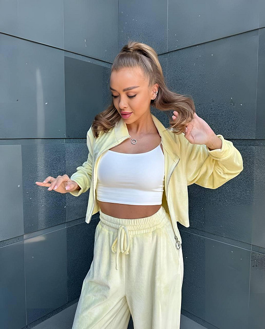 Женский прогулочный плюшевый костюм двойка: кофта и штаны Желтый, 46/48 Одесса - изображение 6