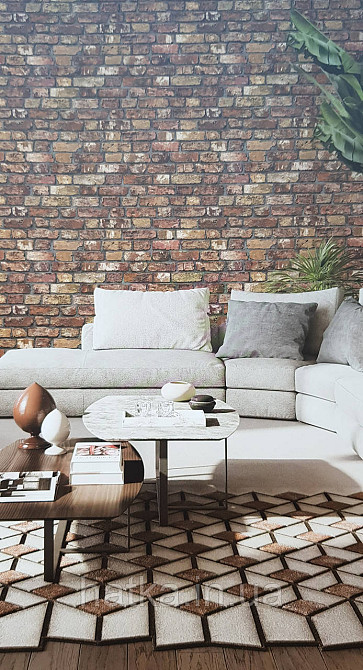 Обои виниловые на флизелине AdaWall Roka 1.06х10 под кирпич структурные терракотовые коричневые 23104-4 Киев - изображение 1