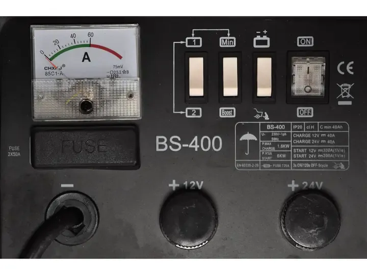 Пуско зарядное устройство для автомобильного аккумулятора 40А старт 400А АКБ 12-24V 1,6 кВт стрел. инд Organic Assistant BS-400 Коломия - фото 3
