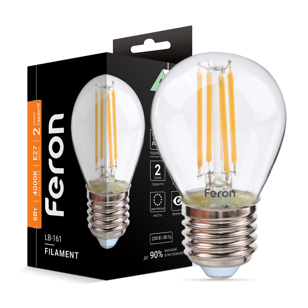 Світлодіодна лампа Feron Filament LB-161 6Вт E27 4000K Харків - фото 1