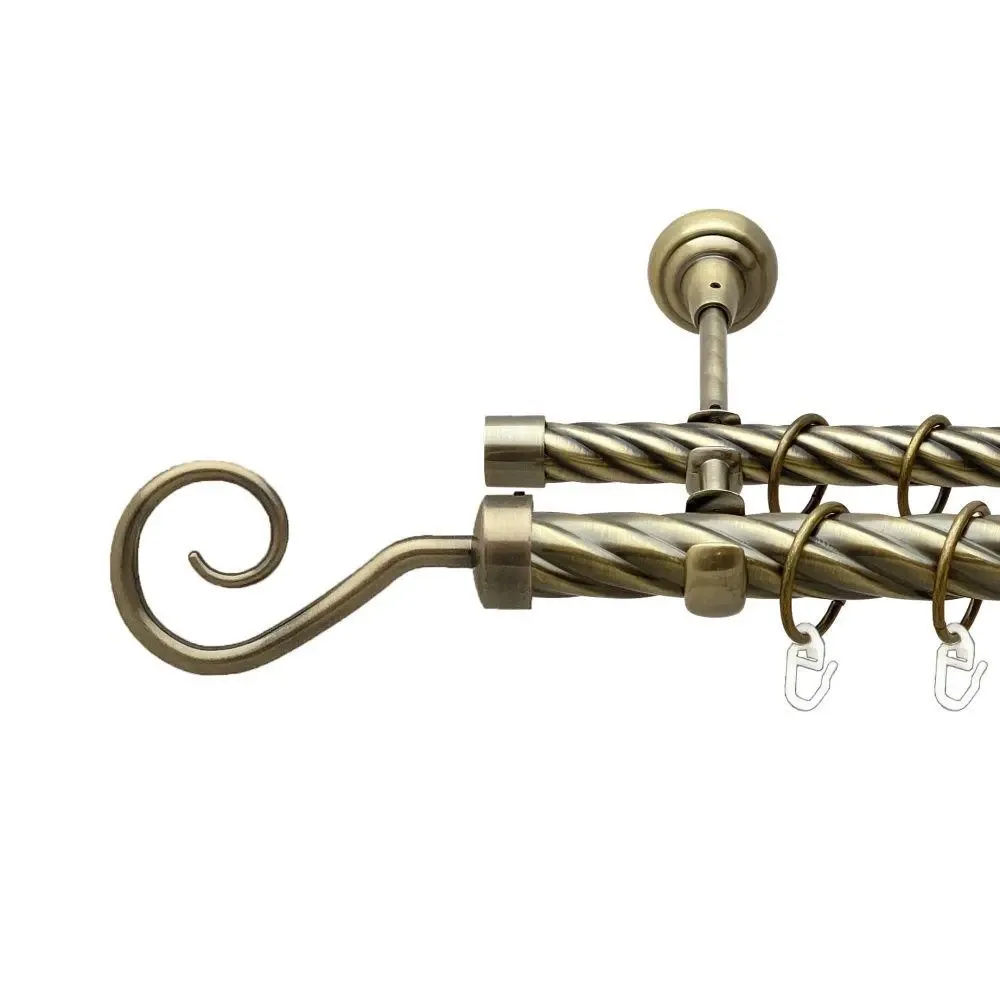 Карниз Orvit Гак металевий дворядний відкритий скручена труба кільце металеве Антик 25\19 мм 200 см Львов - изображение 1