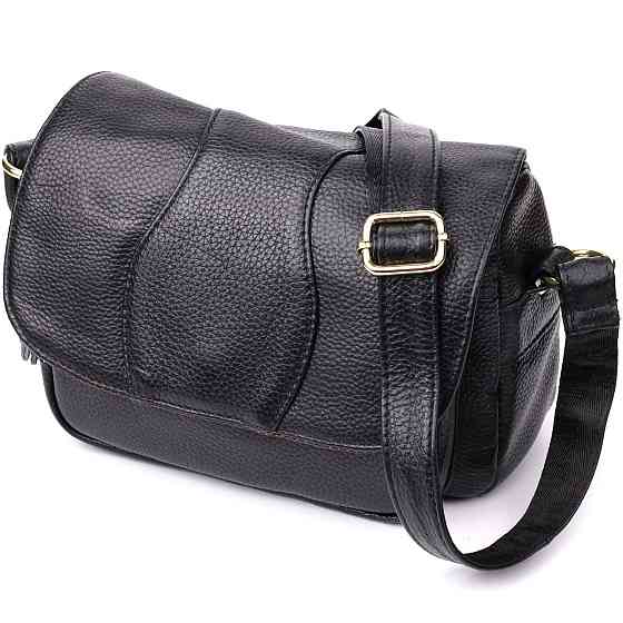 Качественная сумка из натуральной кожи для стильных женщин Vintage 22972 Черный Киев