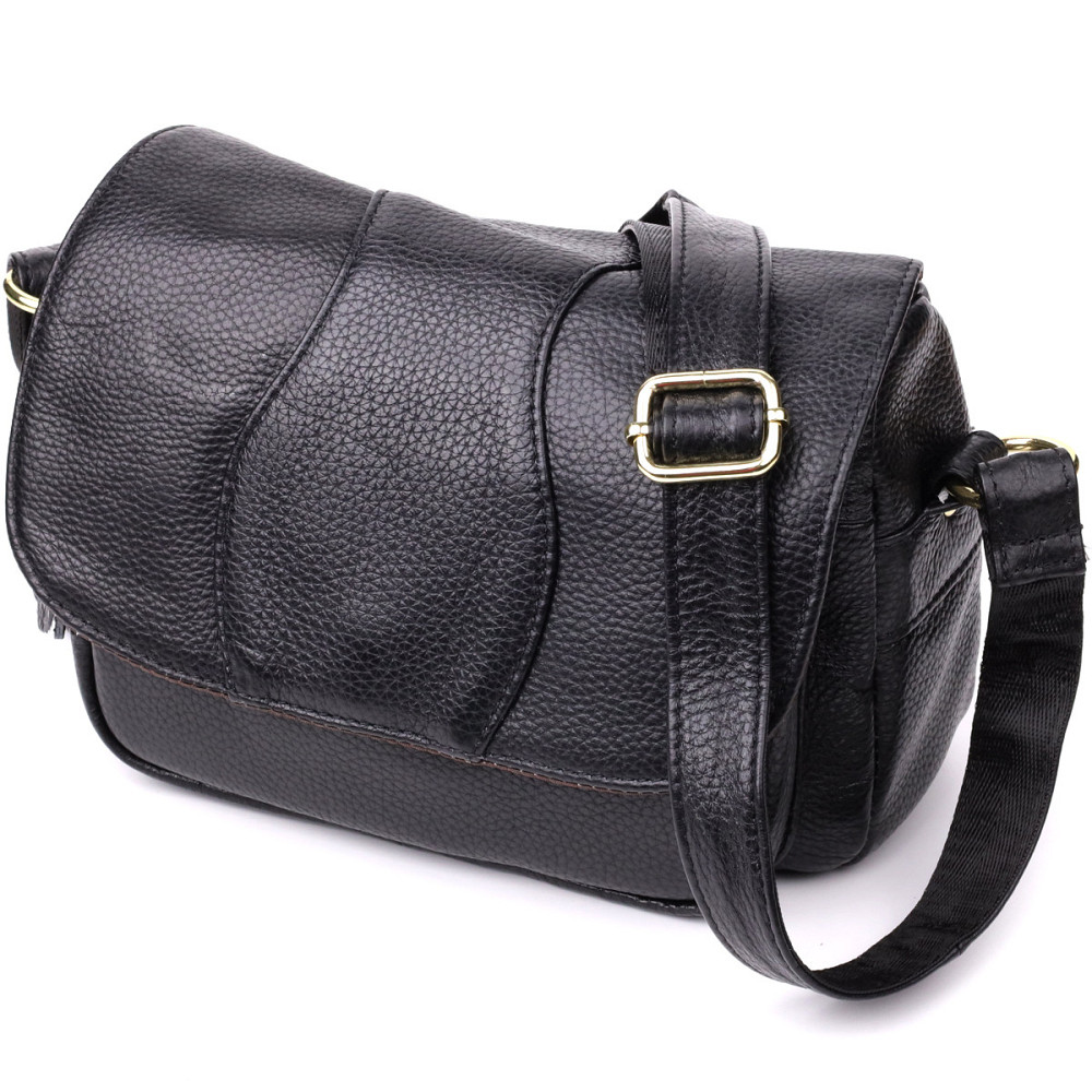 Качественная сумка из натуральной кожи для стильных женщин Vintage 22972 Черный Киев - изображение 1