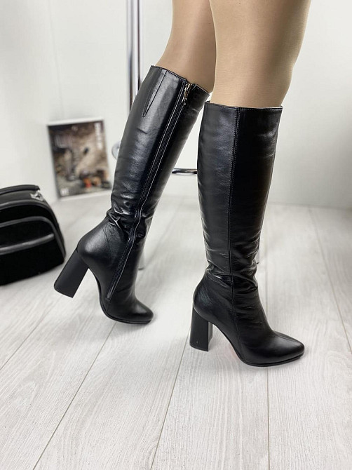 Nivelle Чоботи жіночі NIVELLE чорні натуральна шкіра висота 37см обхват 34-36см каблук 10см (29 Коломия - фото 7