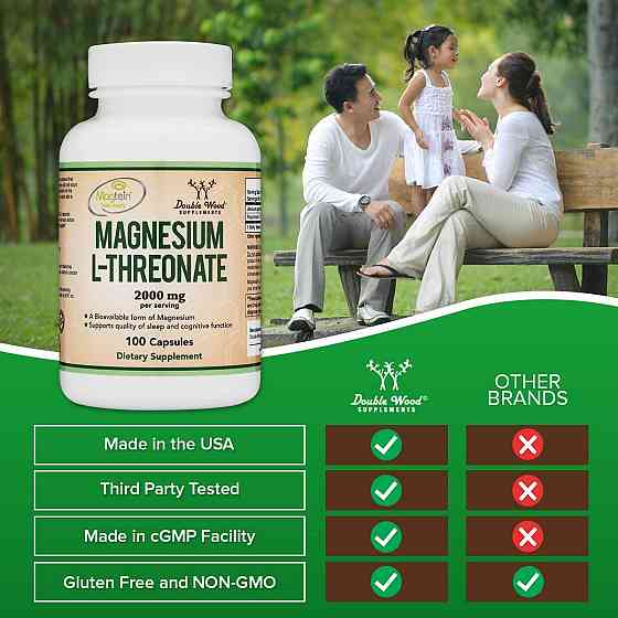 L-треонат магния Double Wood Magnesium L-Threonate 2000 mg 100 capsules Луцк