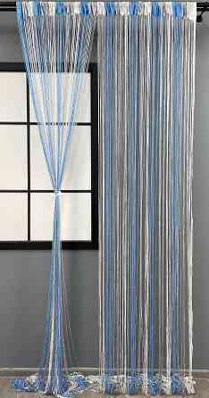 Шторы-нити с люрексом Голубой с серо-белым 300х300см 1 шт (61-061) Киев