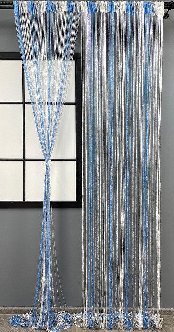 Шторы-нити с люрексом Голубой с серо-белым 300х300см 1 шт (61-061) Киев - изображение 2