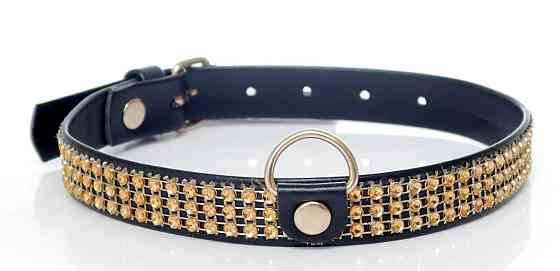 Ошейник из искуственной кожи с кристаллами Fetish Boss Series - Collar with crystals Gold, BS3300100 Sex Aura Киев