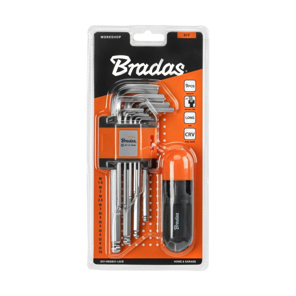 Набір шестигранних ключів HEX 1,5 - 10 мм з кулькою і ручкою типу T, 9 шт., довгі, DIY-HKGB31-LO/B Київ - фото 2