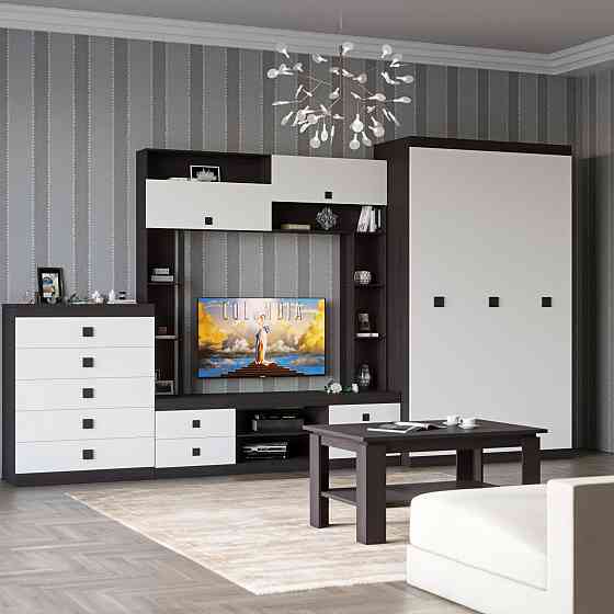 Гостиная Эверест Соната Комплект 28 (модульная - 4 элемента) венге темный + белый (DTM-2515) Львов