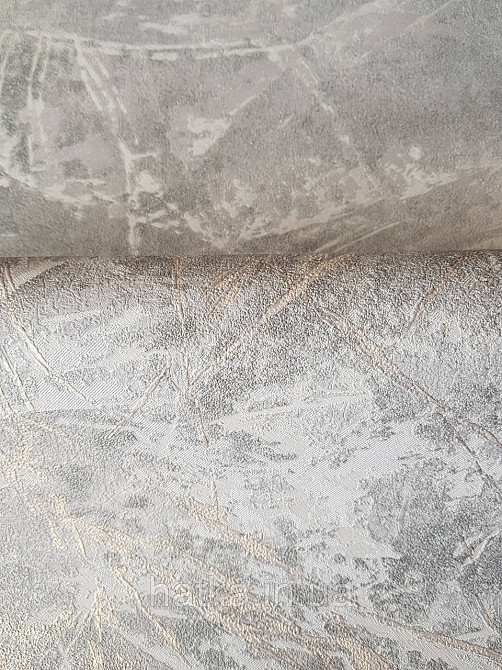 Обои виниловые на флизелине метровые Sintra Edelina под штукатурку бетон структурные серые белые золотистые Киев - изображение 4