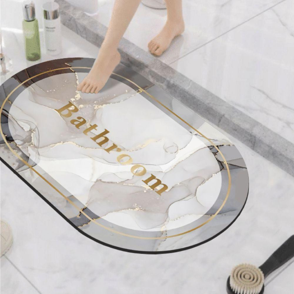 Суперпоглощающий Диатомитовый Коврик Aquarius для ванной 60х90 см Овал Светло-Серый Мрамор Буча - изображение 1