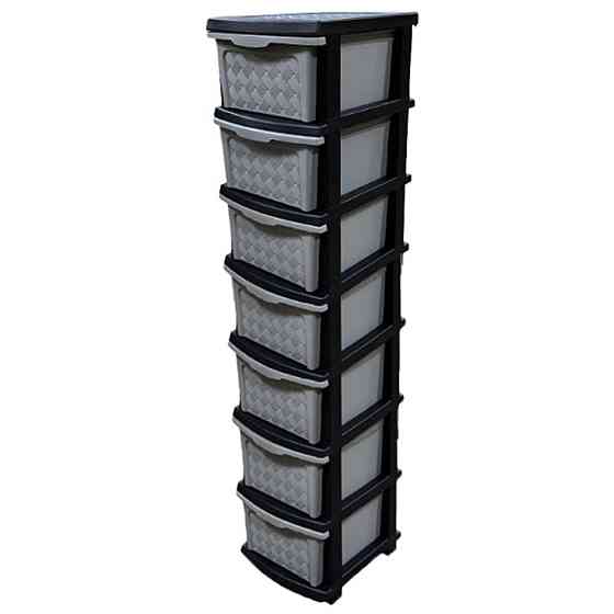 Комод пластиковий сіро-чорний "Компакт Плюс" 7 ярусів 146*40*34см R-Plastic Одеса