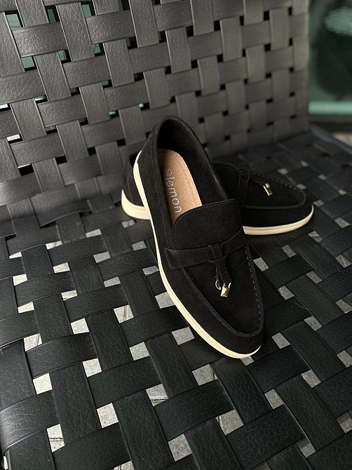 Lemon Лофери жіночі замшеві чорні на плоскій підошві весна-осінь р. 36-41 / Лофери з натурально Коломия - фото 3