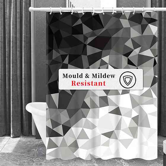 Шторка для ванны из полиэстера водонепроницаемая Bathlux 180x180 см с кольцами, занавеска для ванной комнаты Каменец-Подольский