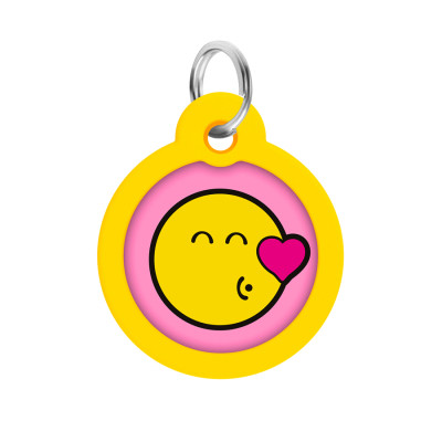 Адресник для тварин WAUDOG Smart ID з QR паспортом "Смайли на рожевому", коло 30 мм (230-0187) Вінниця - фото 2