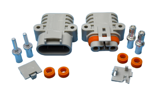 Комплект 2-контактних герметичних силових роз'ємів (мама+тато) під провід 100A 600V Харків