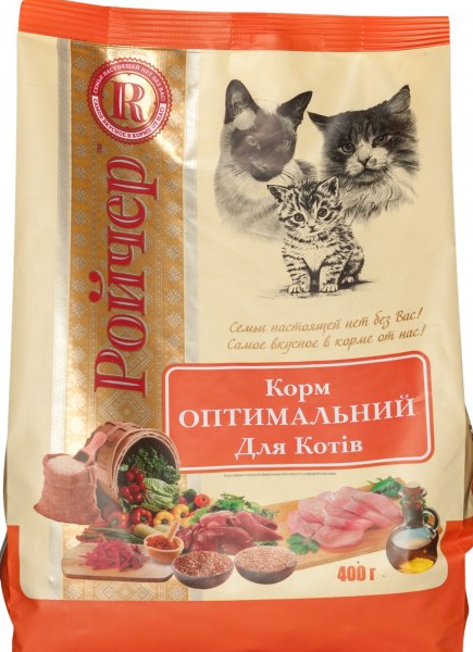 Сухой корм Ройчер Оптимальный для котов, 400 г Винница - изображение 1