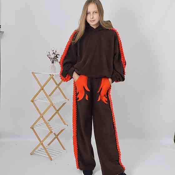 Підлітковий флісовий теплий костюм на зиму "Полум’я" Шоколадного кольору Кам'янець-Подільський