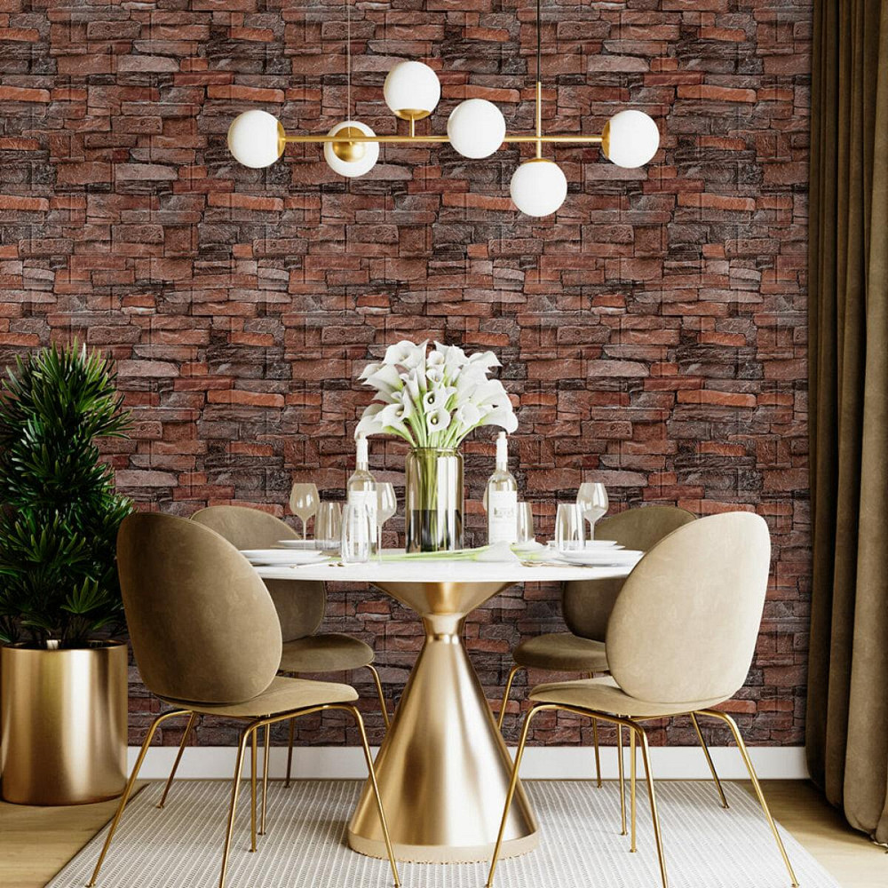 Самоклеящаяся декоративная 3D панель 700x770x5мм Красный кирпич песчаник (058) SW-00000177 Днепр - изображение 5