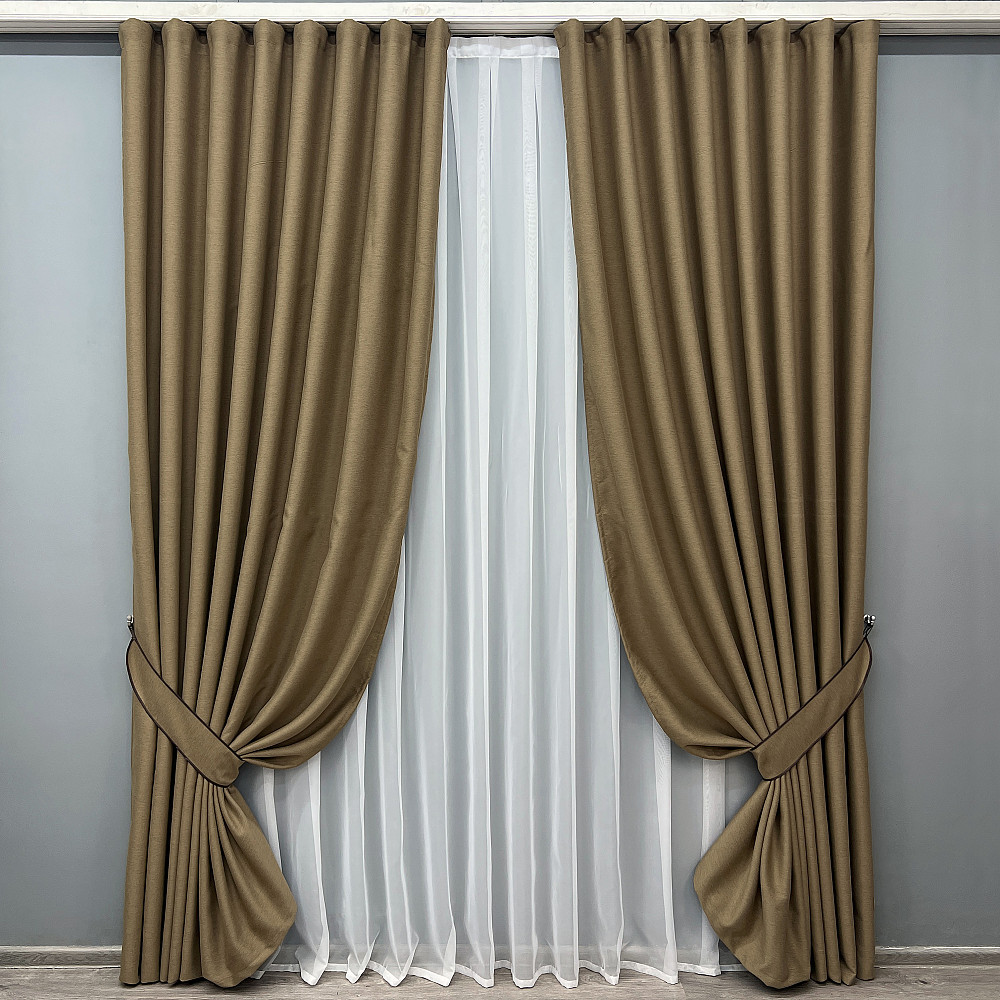 Комплект готових штор VR-Textil Блекаут двосторонній Eclipsе № 1795ш Мигдальний 200х270 см 2 шт (32-112) Київ - фото 10