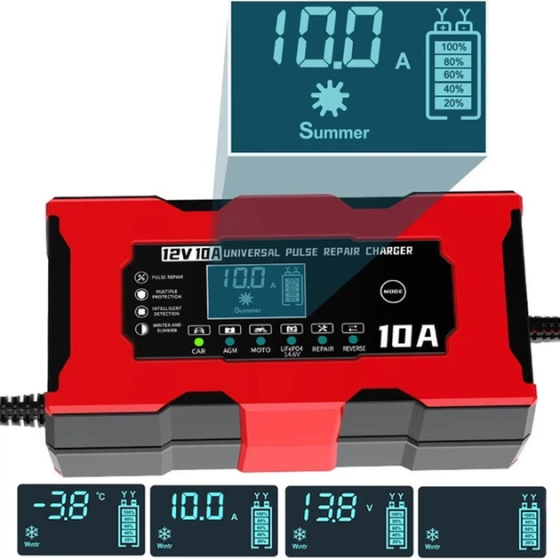 Зарядное устройство XJB1210-2 10A для аккумулятора 12/14.6V (для свинцово-кислотных AGM Гель LiFePO4) импульсное Smart + LCD Киев