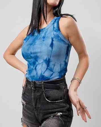 Облягаюча майка тай-дай Ripple 46-48, Синий Киев