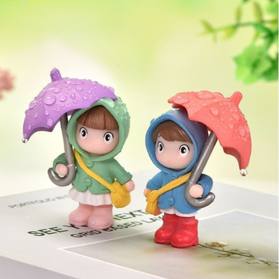 Декоративна фігурка Дівчинка з парасолькою для флораріуму, міні-саду, вазону, мікроландшафту. Блакитний Одеса