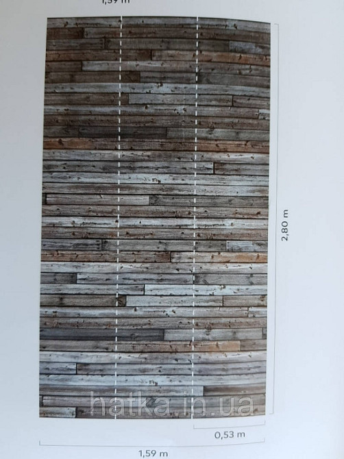 Обои виниловые Grandeco One roll one motif 2 A34801 панно 3д лофт под дерево доска коричневый серый бежевый Киев - изображение 2