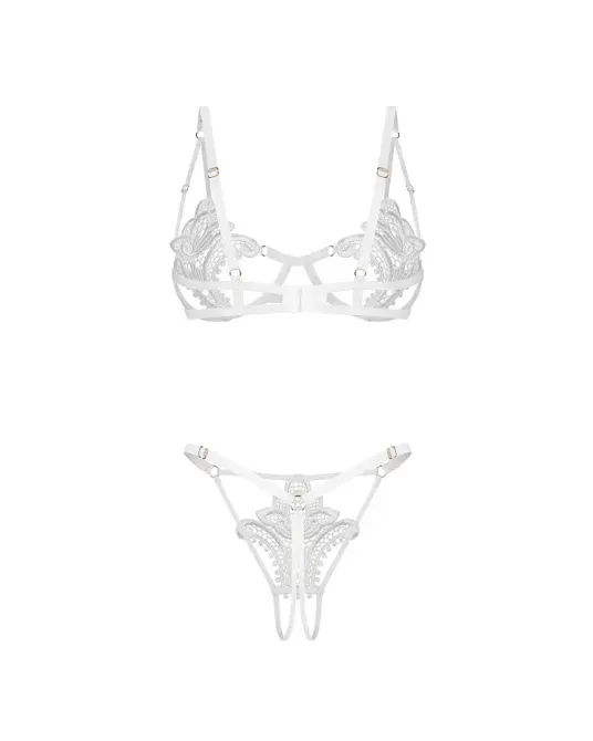 Комплект Obsessive Luise Sublim White 2-pcs crotchless set L/XL Львов - изображение 8