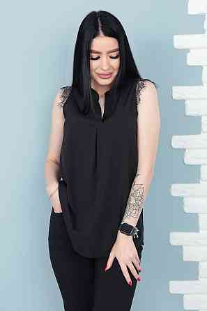 Літня блузка з мереживом "Diana" оптом | Розпродаж моделі Чорний, 48 Київ