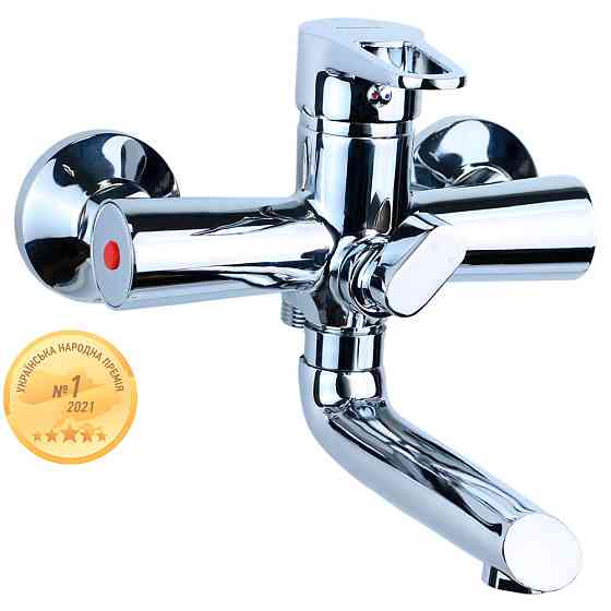 Змішувач HK Ø35 для ванни гусак прямий 150 мм дивертор вбудований картриджний AQUATICA HK-2C130C (9732210) Київ