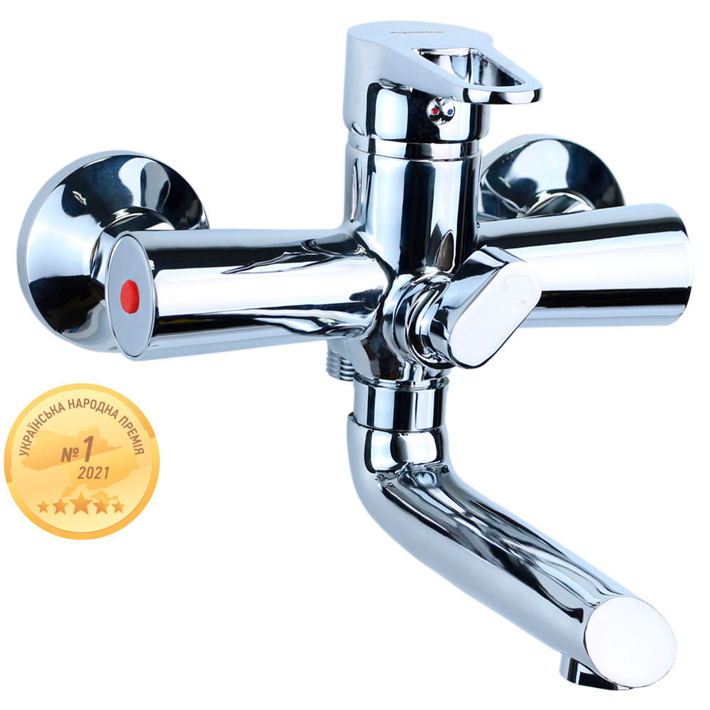 Смеситель HK Ø35 для ванны гусак прямой 150мм дивертор встроенный картриджный AQUATICA HK-2C130C (9732210) Киев - изображение 1