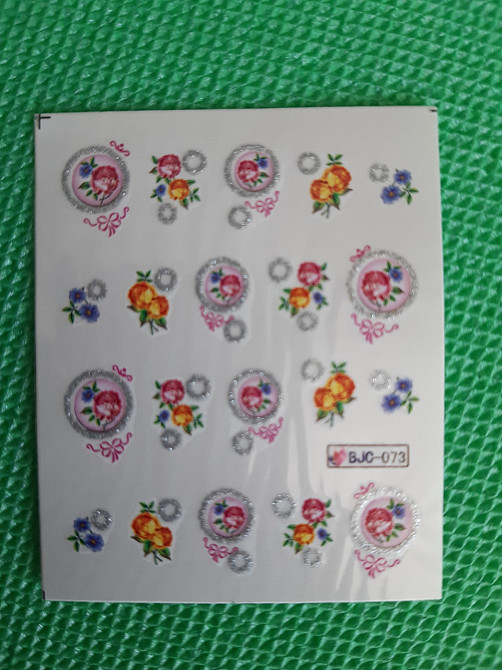 Наклейки на ногти цветы - размер стикера 6*5см, инструкция по применению есть в описании товара Киев - изображение 1