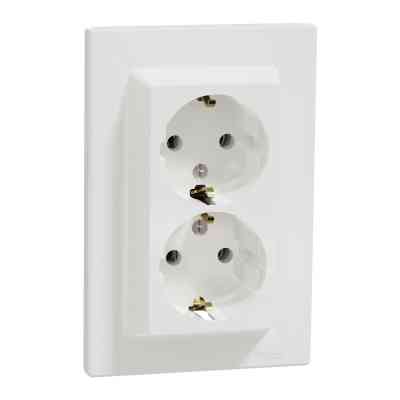 Розетка Schneider Electric ASFORA с заземлением двойная белая 16А (EPH9900121) Винница