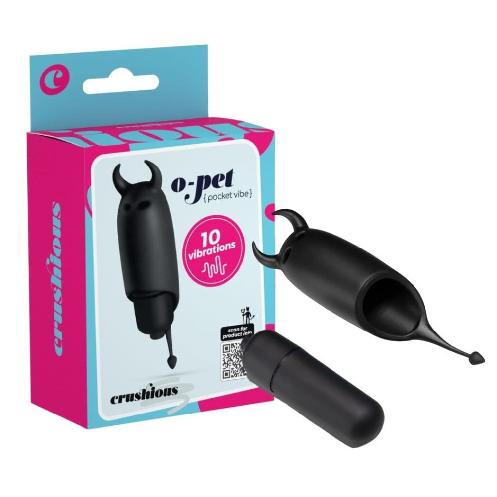 Карманный вибратор Чертик Crushios O-Pet черный Sex Aura Киев - изображение 2
