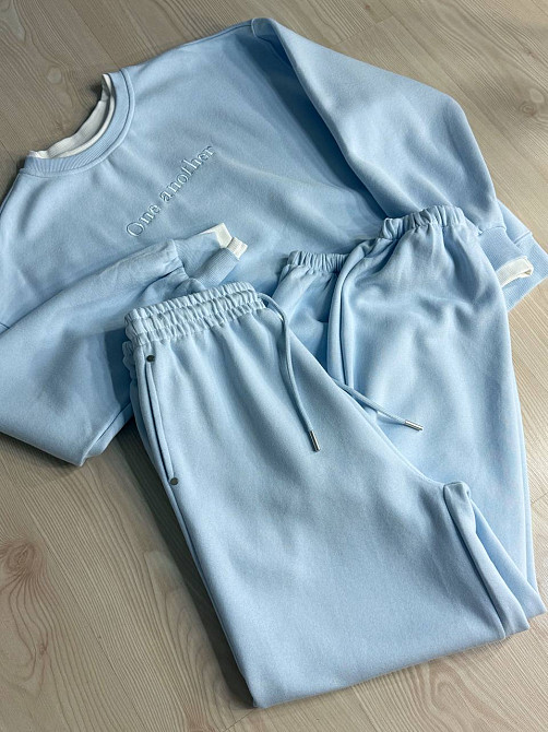 Костюм жіночий A-N 27063 світшот і джогери оверсайз з вишивкою блакитний , блакитний, S Київ - фото 6