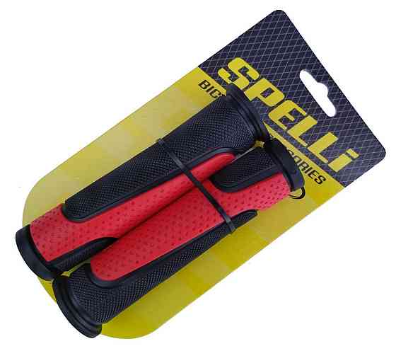 Грипсы (ручки руля)   SPELLI  SBG-6708L черно/красные, прямые, 2-х фактурные, резина-каучук, длина 127 мм Мукачево