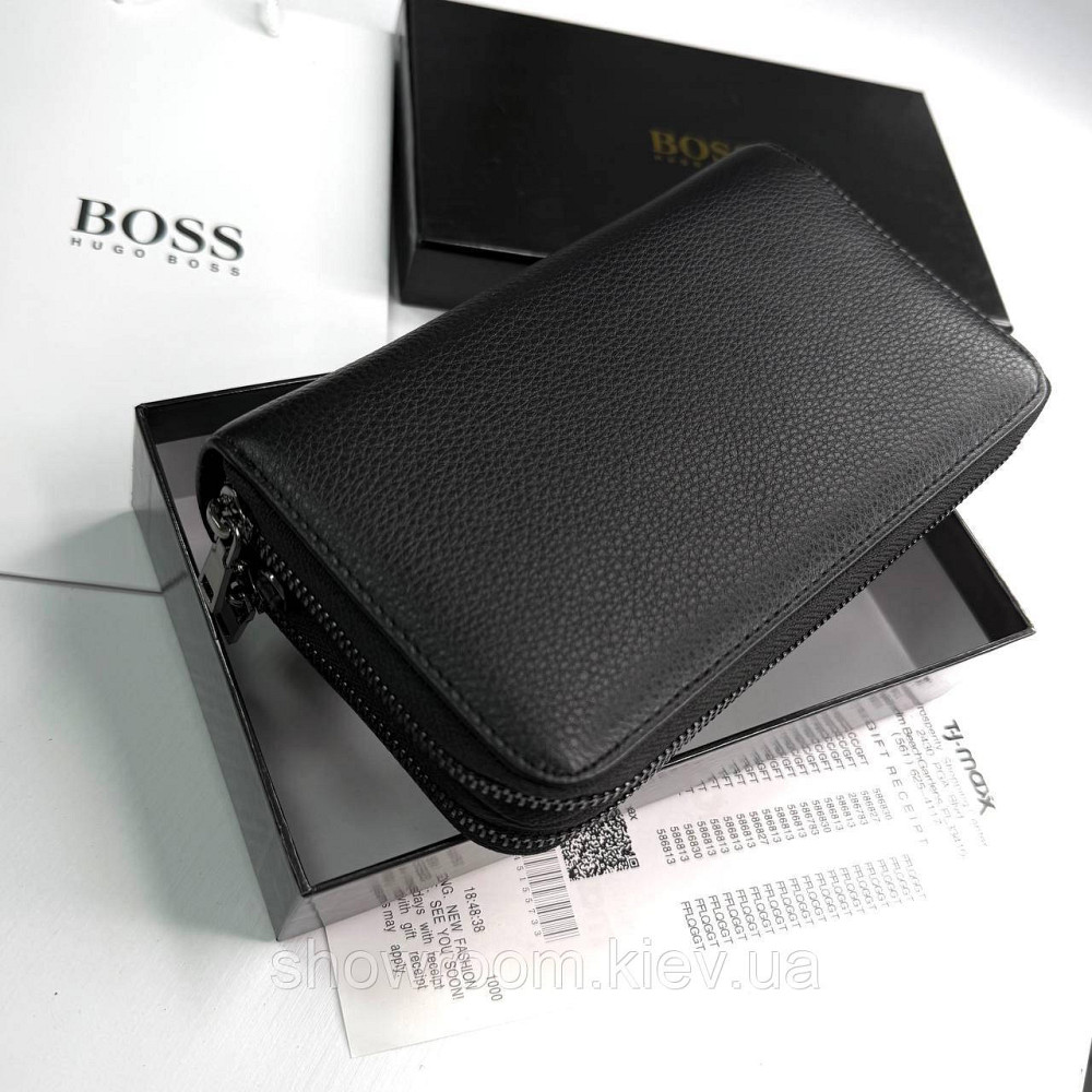 Кожаный брендовый кошелек клатч на два отделения Boss (6614) Киев - изображение 9