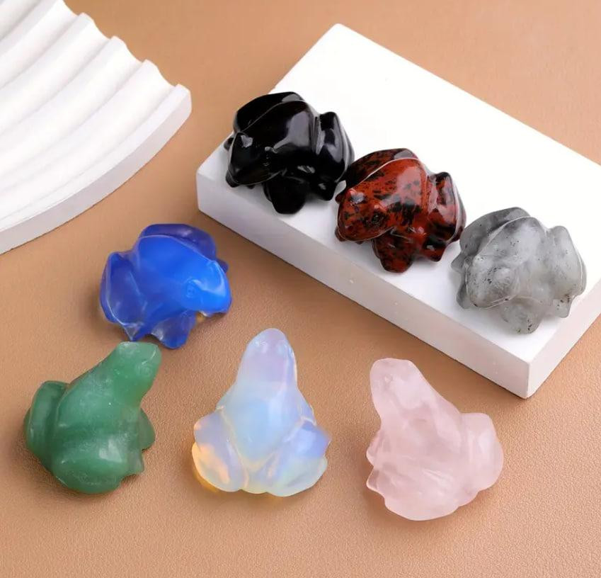 Жаба из натурального камня розового кварца 40 мм, сувенир из розового кварца, оберег из натурального Киев - изображение 2