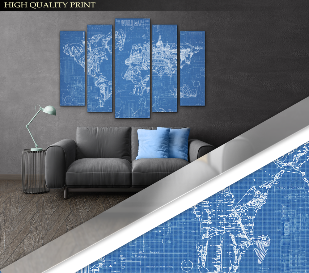 Модульная картина Карта мира Art-487_5 ( 80х118см ) Киев - изображение 3