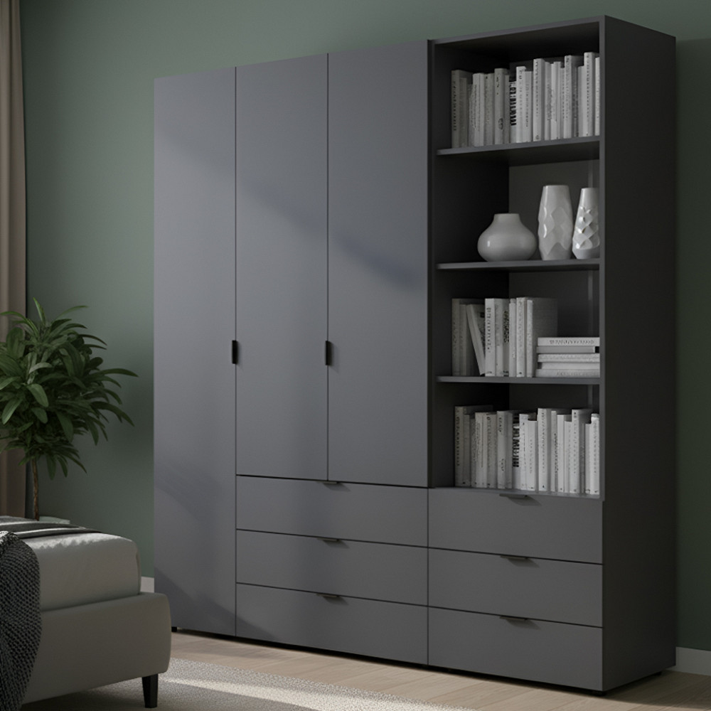 Шафа для одягу Doros Гелар Графіт 3ДСП з пеналом 176.2х49.5х203.4 (DRS-011920) Дніпро - фото 1