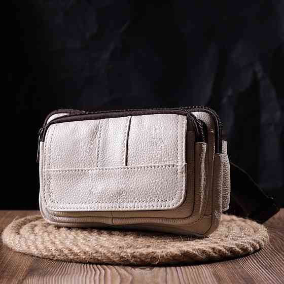 Сумка на пояс из натуральной кожи Vintage 21305 Белая Киев