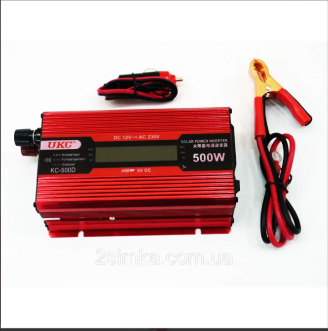 Автомобільний інвертор KC-500D 500W 12V із LCD дисплеєм, перетворювач 12V–220V із захистом Одеса - фото 4