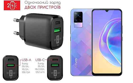 Сетевое зарядное устройство для Vivo V21e, 20W 3A, Quick Charge 3.0 Киев