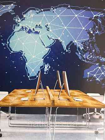 Шпалери вінілові на флізелін карта світу Київ