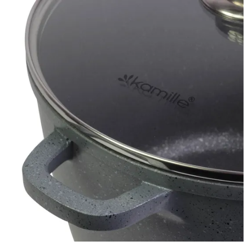 Каструля литий алюміній глибока 10л 28*20см скляна кришка а/п Granite 4428 KAMILLE Житомир