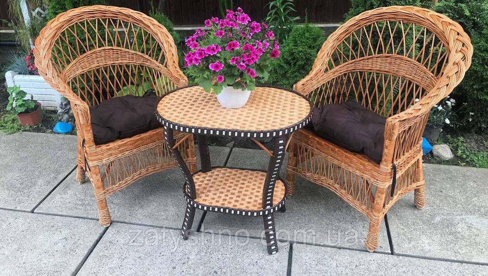 Комплект плетених меблів з овальним столом із лози Київ - фото 8