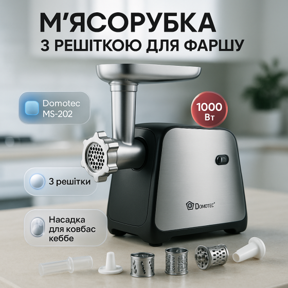Мощная электро мясорубка с насадками Domotec, Электромясорубки для дома профессиональные UR-90 Львов